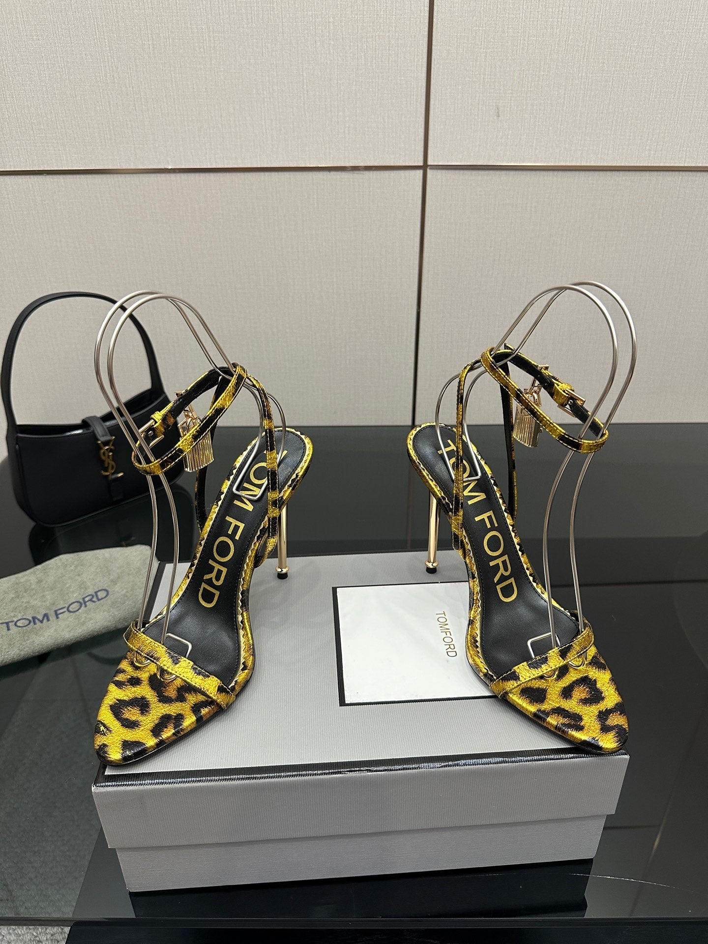 TOM FORD 26S HEELED SANDALS 100 MM IN LEOPARD PRINT CALFSKIN STYLE 3