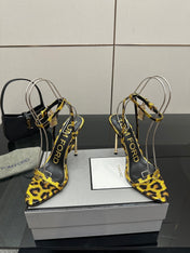 TOM FORD 26S HEELED SANDALS 100 MM IN LEOPARD PRINT CALFSKIN STYLE 3