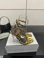 TOM FORD 26S HEELED SANDALS 100 MM IN LEOPARD PRINT CALFSKIN STYLE 3