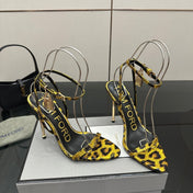 TOM FORD 26S HEELED SANDALS 100 MM IN LEOPARD PRINT CALFSKIN STYLE 3