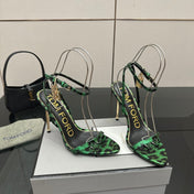 TOM FORD 26S HEELED SANDALS 100 MM IN LEOPARD PRINT CALFSKIN STYLE 2