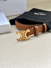 CELINE 25S BELT TRIOMPHE TAURILLON 25MM IN CARAMEL CALFSKIN 557498