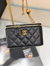 CHANEL 25S MINI VANITY BAG 16 CM IN BLACK LAMBSKIN WITH GOLD HARDWARE