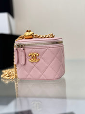 CHANEL 25S MINI VANITY BAG 11 CM IN LIGHT PINK LAMBSKIN WITH GOLD HARDWARE