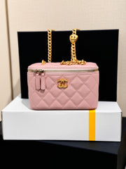 CHANEL 25S MINI VANITY BAG 16 CM IN LIGHT PINK LAMBSKIN WITH GOLD HARDWARE