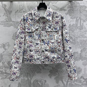 CD Jacket White Cotton Denim with Multicolor
