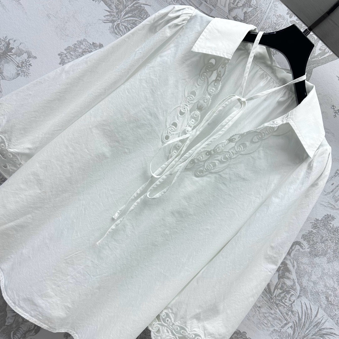 GUCCI 25S EMBROIDERED LONG SLEEVE SHIRT 264651