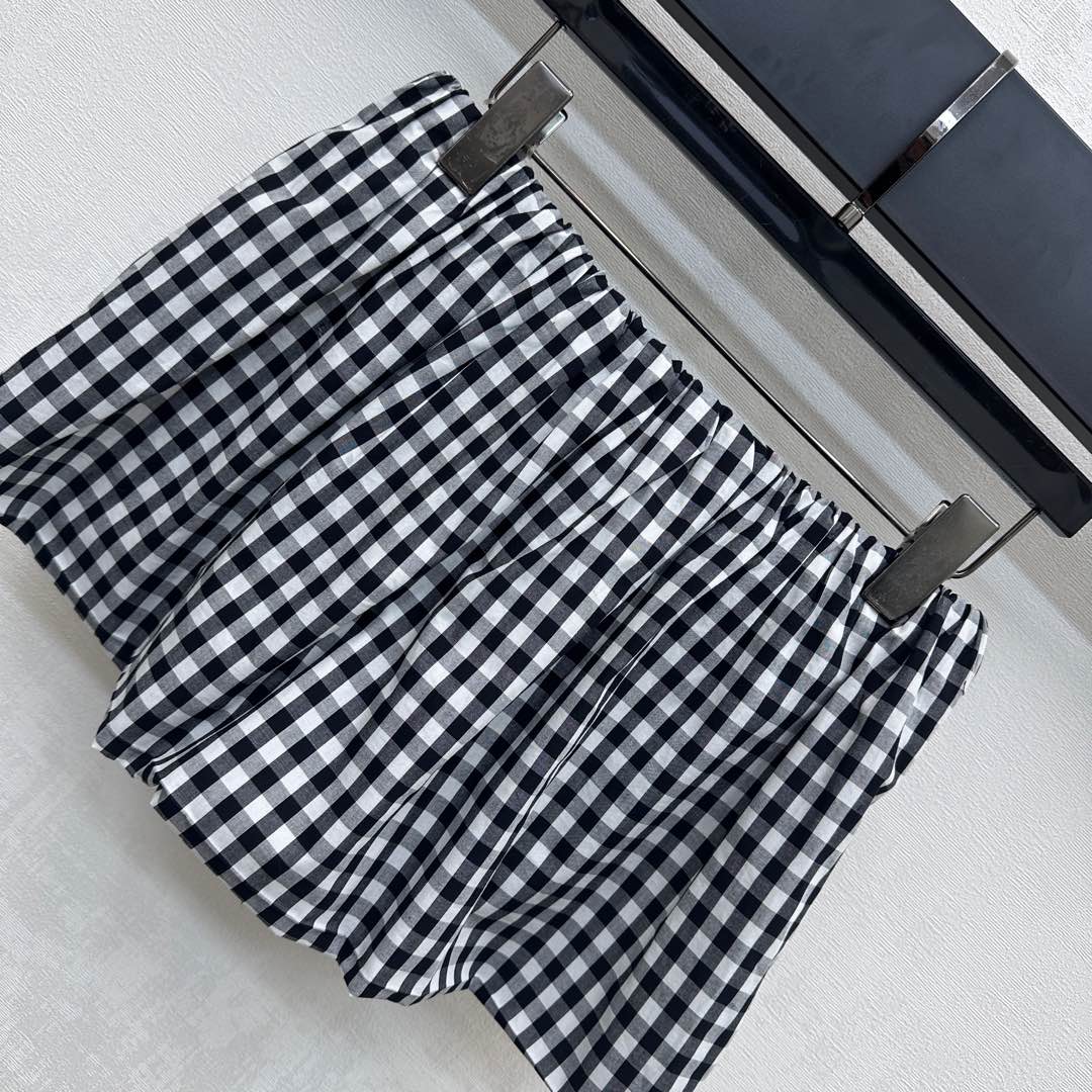MIU 25S PLAID MINI SKIRT WITH DRAWSTRING 264707