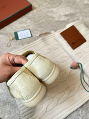 SUMMER WALK LOAFERS BEIGE SUEDE GOLD PADLOCK CHARM