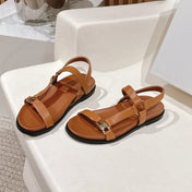 MAUD SANDAL WITH TRIOMPHE IN LIGHT CARAMEL BROWN CALFSKIN