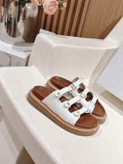TRIOMPHE SANDALS IN WHITE CALFSKIN