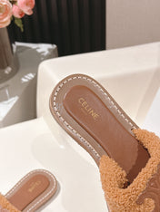 CELINE 25S LYMPIA TWISTED SANDAL IN BURNT ORANGE SPONGE FABRIC