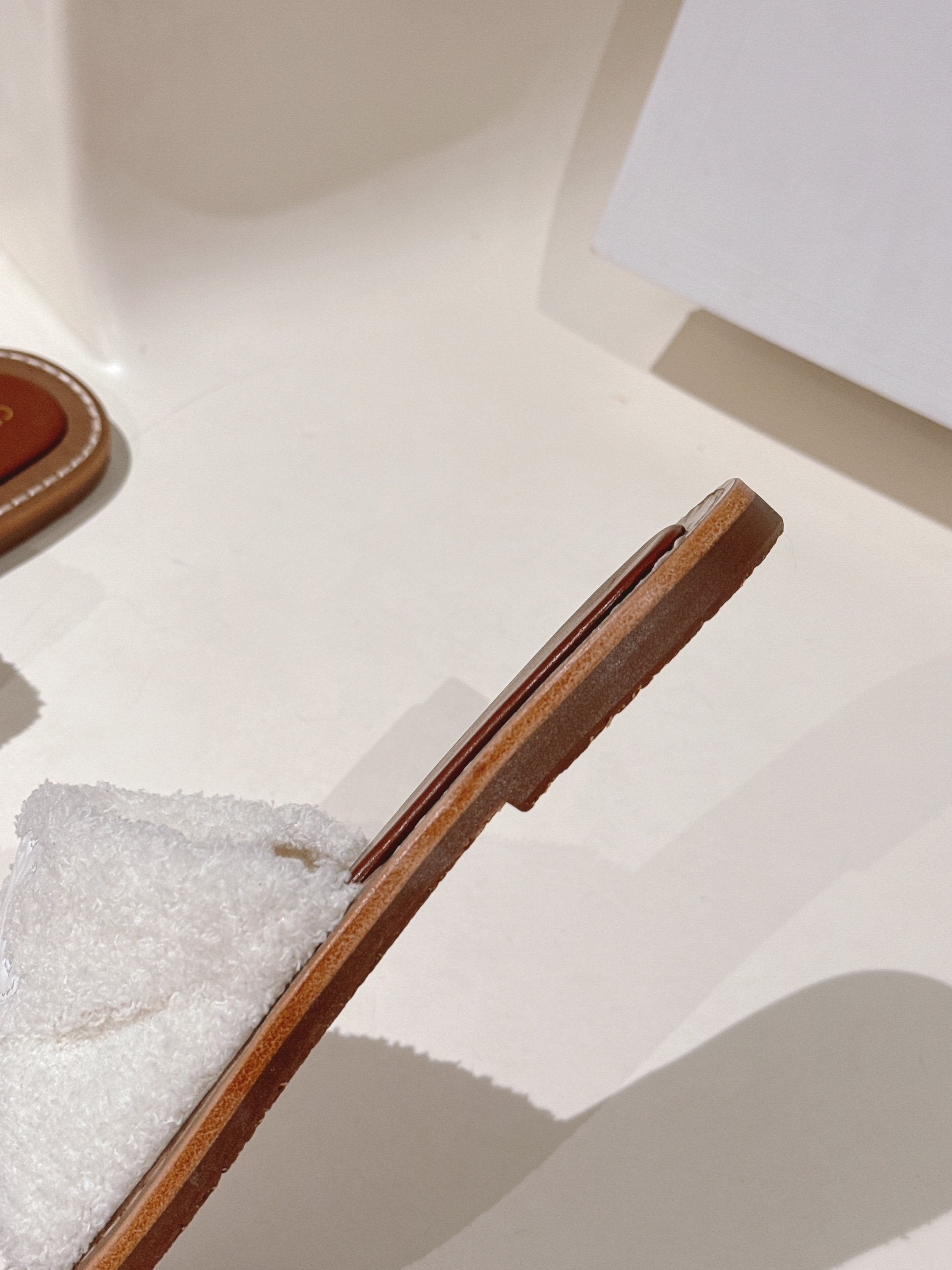 CELINE 25S LYMPIA TWISTED SANDAL IN WHITE SPONGE FABRIC