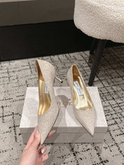 JIMMY CHOO 26S HIGH HEELS 65 MM IN CHAMPAGNE GOLD GLITTER