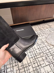 CC BOOTS IN BLACK SUEDE AND CALFSKIN 393518