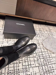 CC BOOTS IN BLACK SUEDE AND CALFSKIN 393518