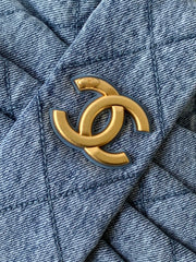 CHANEL 25S MAXI BOW BAG 38 IN BLUE DENIM WITH GOLD HARDWARE