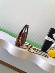 CHANEL 25S MINI KELLY BAG 13 IN BROWN METALLIC LAMBSKIN WITH GOLD HARDWARE