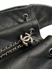 CHANEL 26S HOBO BAG 30 IN BLACK CAVIAR CALFSKIN DARK SILVER HARDWARE