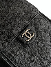 CHANEL 26S HOBO BAG 30 IN BLACK CAVIAR CALFSKIN DARK SILVER HARDWARE