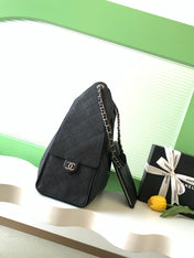 CHANEL 26S HOBO BAG 40 IN BLACK CAVIAR CALFSKIN DARK SILVER HARDWARE