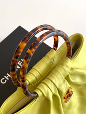 CHANEL 26S HAND BAG 32 IN LIME YELLOW LAMBSKIN GOLD HARDWARE