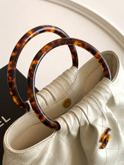 CHANEL 26S HAND BAG 32 IN IVORY WHITE LAMBSKIN GOLD HARDWARE