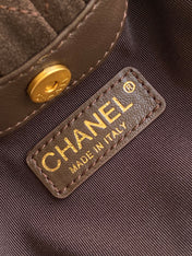 CHANEL 26S HAND BAG 12 IN DARK BROWN SUEDE GOLD HARDWARE