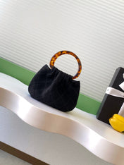 CHANEL 26S HAND BAG 12 IN BLACK SUEDE GOLD HARDWARE