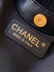 CHANEL 26S HAND BAG 12 IN BLACK SUEDE GOLD HARDWARE