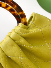 CHANEL 26S HAND BAG 12 IN LIME YELLOW LAMBSKIN GOLD HARDWARE