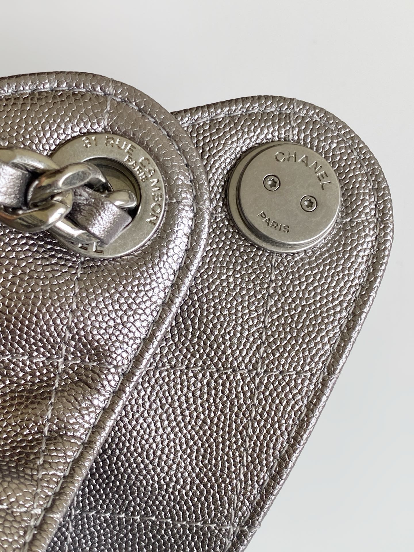 CHANEL 25S HOBO BAG 30 IN LILAC SILVER METALLIC CAVIAR