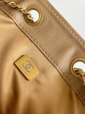 CHANEL 26S HOBO BAG 40 IN DARK BEIGE CAVIAR CALFSKIN GOLD HARDWARE
