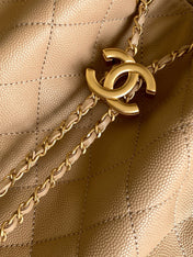 CHANEL 26S HOBO BAG 40 IN DARK BEIGE CAVIAR CALFSKIN GOLD HARDWARE