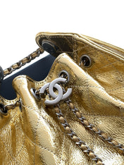 CHANEL 26S HOBO BAG 22 IN GOLD METALLIC CRINKLED CALFSKIN SILVER HARDWARE