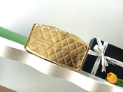CHANEL 26S HOBO BAG 30 IN GOLD METALLIC CRINKLED CALFSKIN SILVER HARDWARE