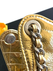 CHANEL 26S HOBO BAG 30 IN GOLD METALLIC CRINKLED CALFSKIN SILVER HARDWARE