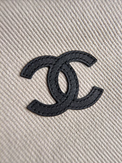 CHANEL 26S LARGE ZIP POUCH BAG 29 IN BEIGE CANVAS AND CALFSKIN SILVER HARDWARE