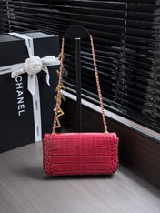 CHANEL 26S WALLET ON CHAIN 22 IN DARK RED CROCODILE-EMBOSSED CALFSKIN GOLD HARDWARE