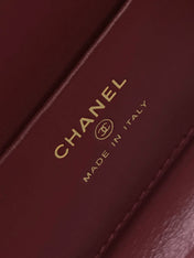 CHANEL 26S SHOULDER BAG 28 IN DARK RED CROC-EMBOSSED CALFSKIN