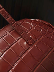 CHANEL 26S SHOULDER BAG 28 IN DARK RED CROC-EMBOSSED CALFSKIN
