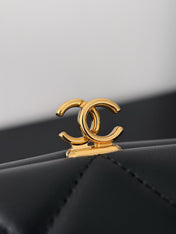 CHANEL 26S SHOULDER BAG 27 IN BLACK LAMBSKIN WITH CHAIN STRAP