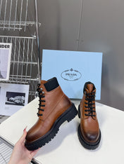 PRA LACE-UP BOOTS OMBRE CARAMEL CALFSKIN