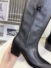 CELINE 25S HIGH CUT CHELSEA BOOTS 45MM IN BLACK CALFSKIN