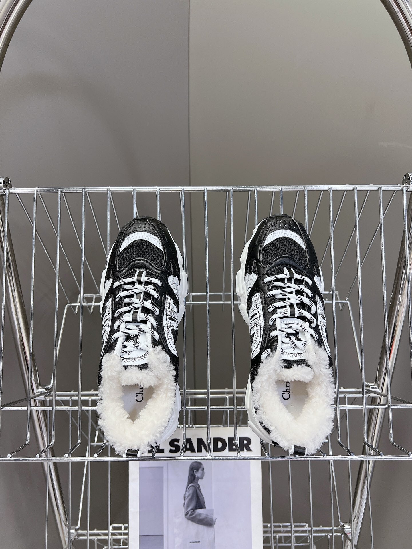 DIOR CHRONO SNEAKER 25S IN BLACK LAMBSKIN AND MESH FABRIC