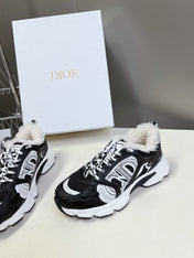 DIOR CHRONO SNEAKER 25S IN BLACK LAMBSKIN AND MESH FABRIC