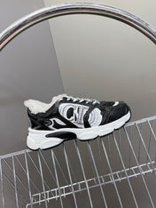 DIOR CHRONO SNEAKER 25S IN BLACK LAMBSKIN AND MESH FABRIC