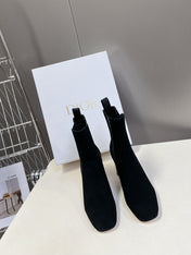 ICON HEELED ANKLE BOOT BLACK SUEDE 8 CM