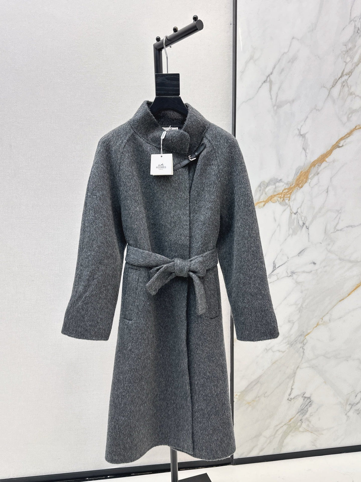 HERMES 25S LONG STAND-COLLAR COAT 451