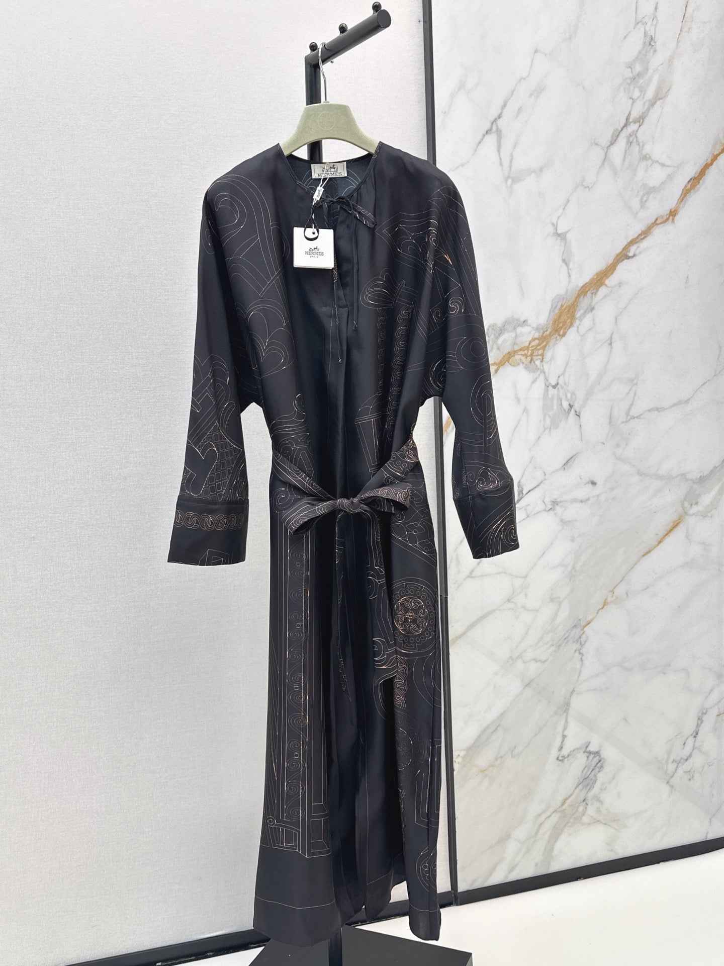 HERMES 26S PRINTED SILK DRESS 786